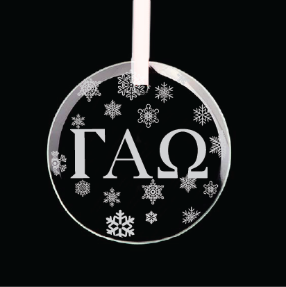 Gamma Alpha Omega Round Multi-Snowflake Ornament w/ White Ribbon