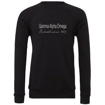 Gamma Alpha Omega Embroidered Printed Name Crewneck Sweatshirts