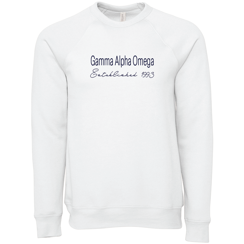 Gamma Alpha Omega Embroidered Printed Name Crewneck Sweatshirts