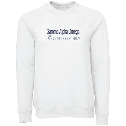 Gamma Alpha Omega Embroidered Printed Name Crewneck Sweatshirts