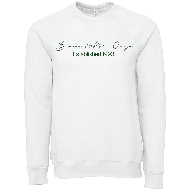 Gamma Alpha Omega Embroidered Scripted Name Crewneck Sweatshirts