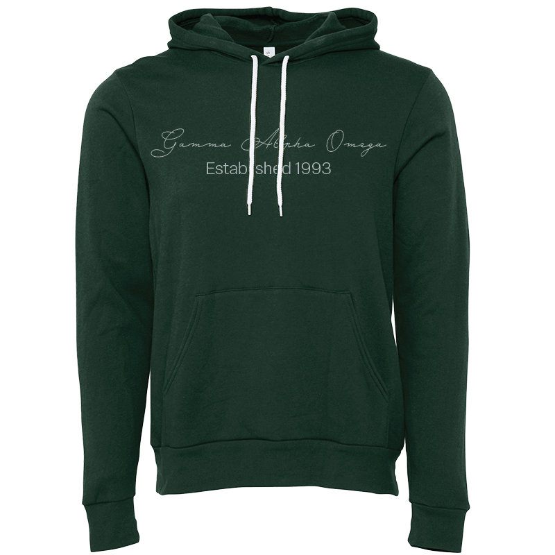 Gamma Alpha Omega Embroidered Scripted Name Hooded Sweatshirts