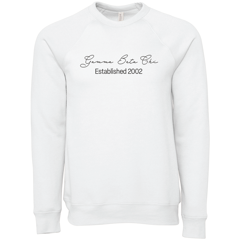 Gamma Beta Chi Embroidered Scripted Name Crewneck Sweatshirts