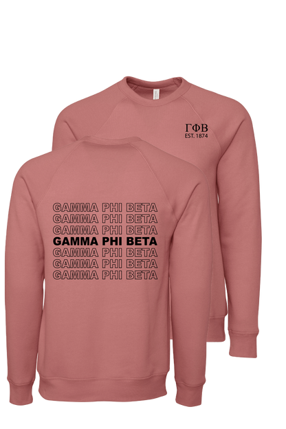 Gamma Phi Beta Repeating Name Crewneck Sweatshirts