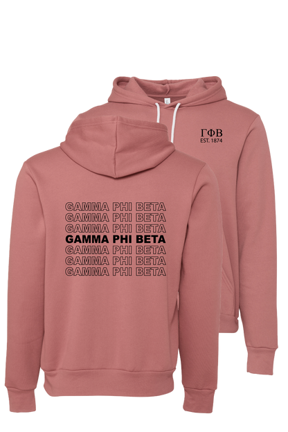 Gamma Phi Beta Repeating Name Hooded Sweatshirts