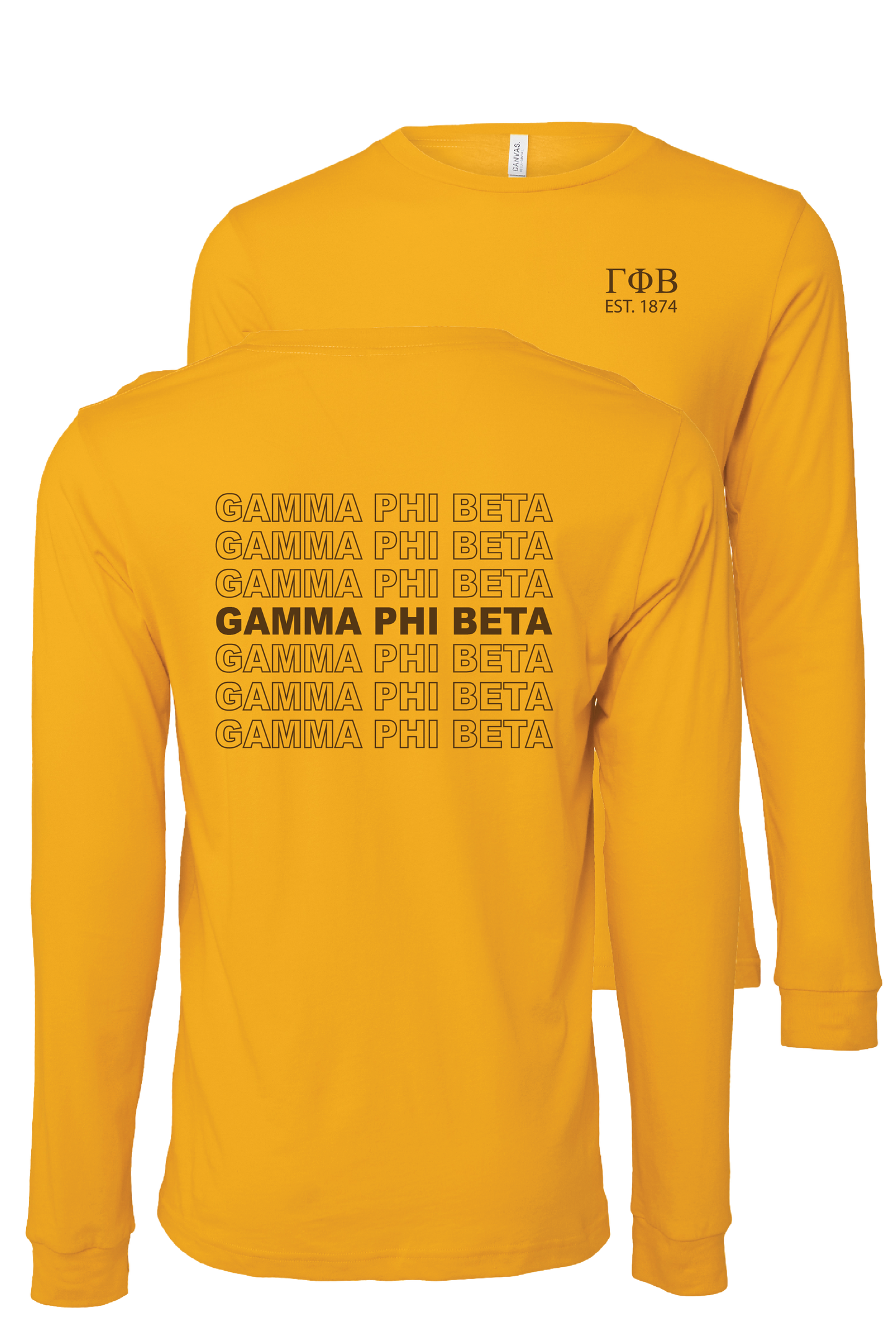 Gamma Phi Beta Repeating Name Long Sleeve T-Shirts