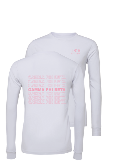 Gamma Phi Beta Repeating Name Long Sleeve T-Shirts