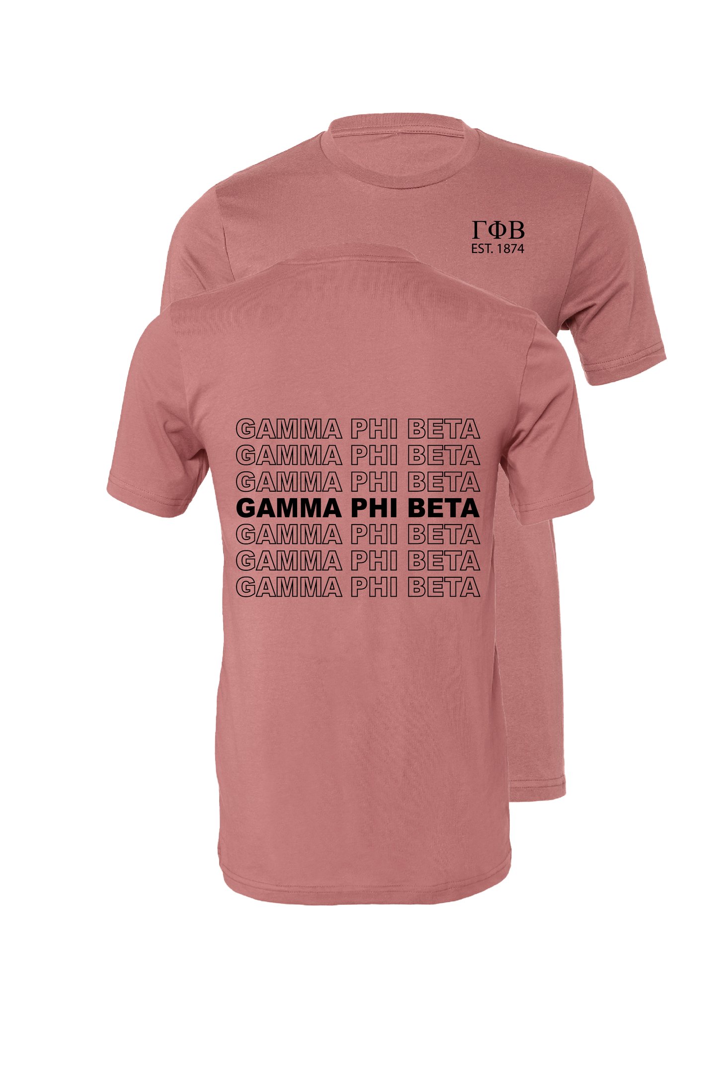 Gamma Phi Beta Repeating Name Short Sleeve T-Shirts