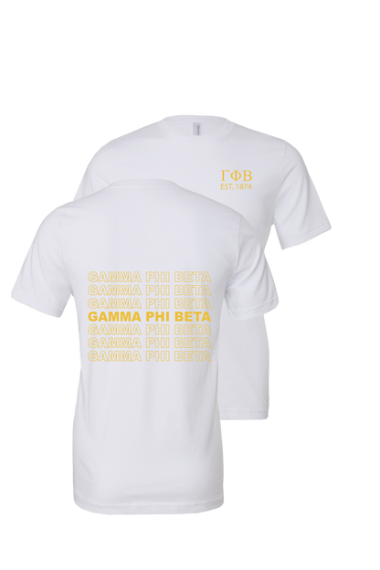 Gamma Phi Beta Repeating Name Short Sleeve T-Shirts