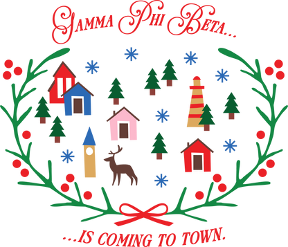 Gamma Phi Beta Christmas Village Cropped Hoodie