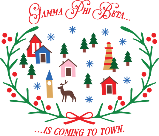 Gamma Phi Beta Christmas Village Cropped Hoodie
