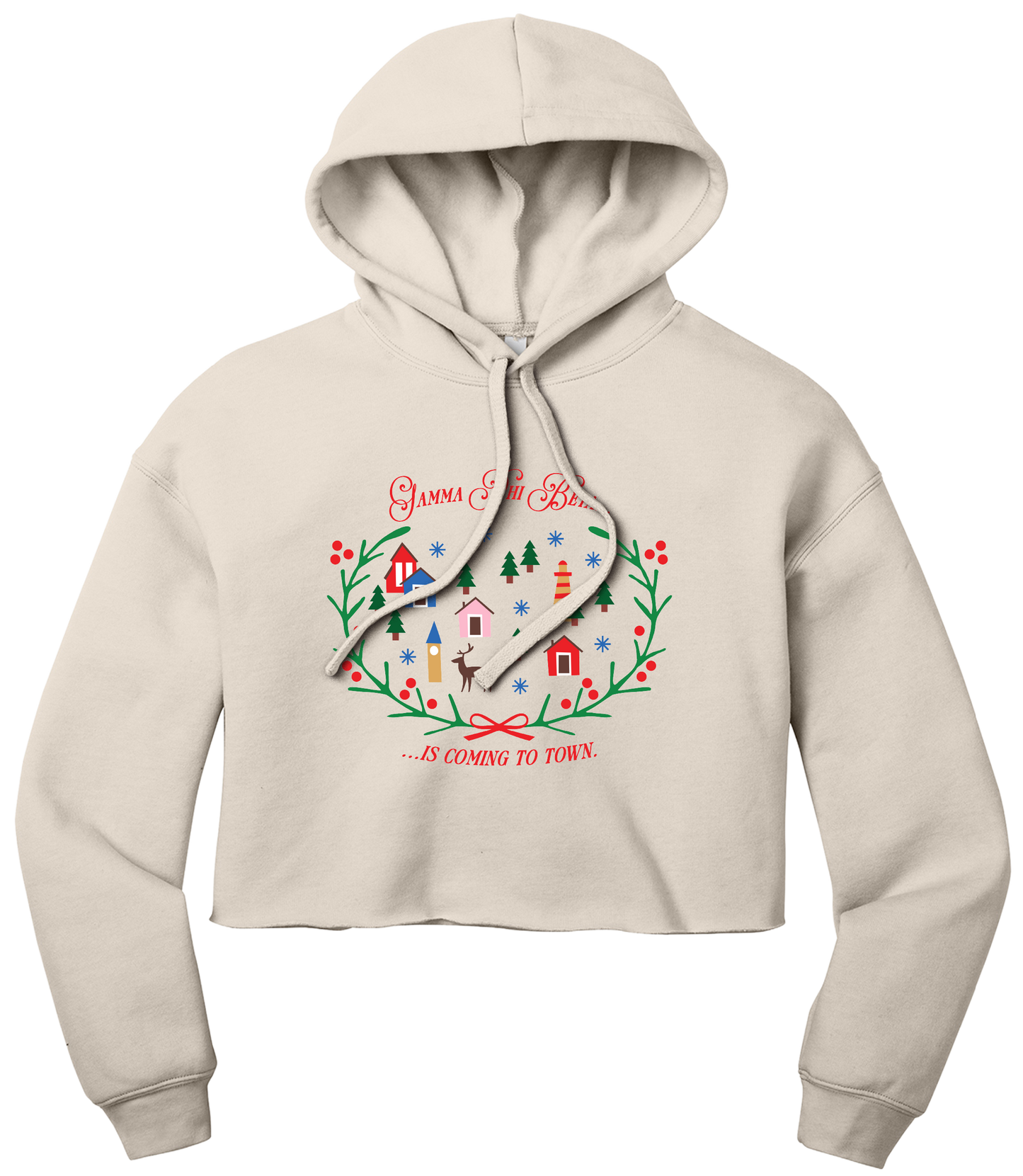 Gamma Phi Beta Christmas Village Cropped Hoodie