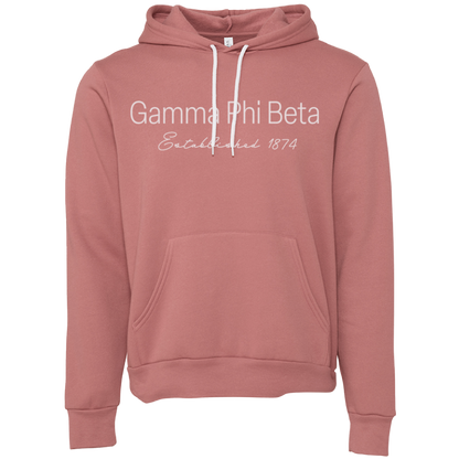 Gamma Phi Beta Embroidered Printed Name Hooded Sweatshirts