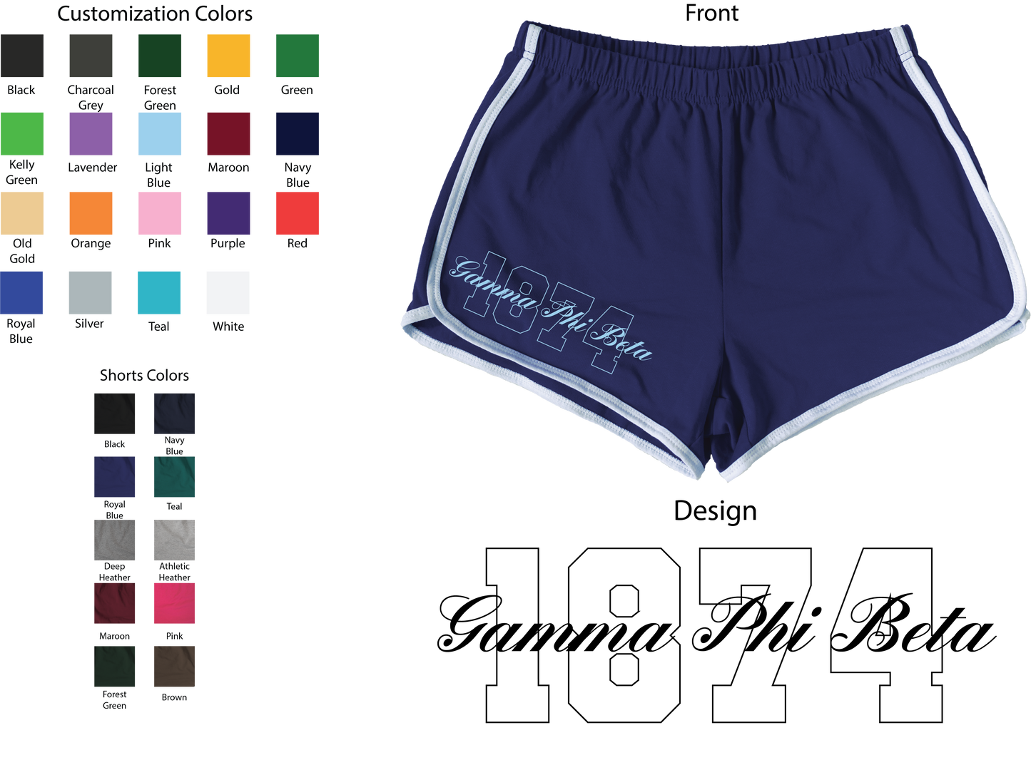 Gamma Phi Beta Year and Name Women's Shorts