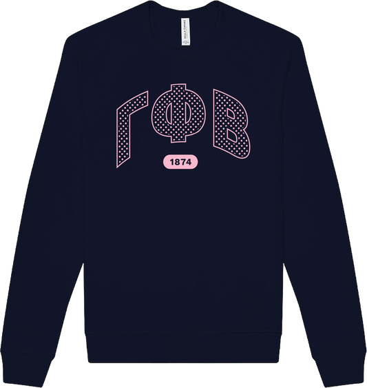 Gamma Phi Beta Varsity Polka Dot Crewneck