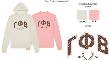 Gamma Phi Beta Fawn Print Varsity Hoodie