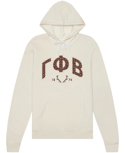Gamma Phi Beta Fawn Print Varsity Hoodie