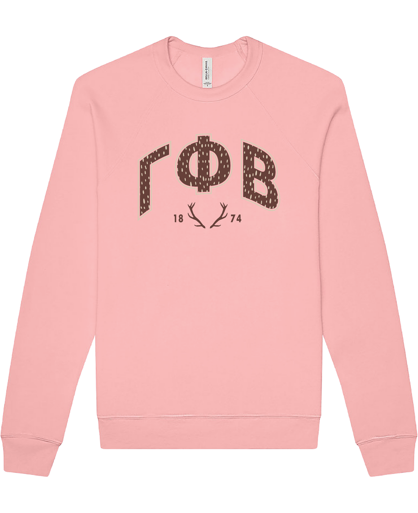 Gamma Phi Beta Fawn Print Varsity Crewneck