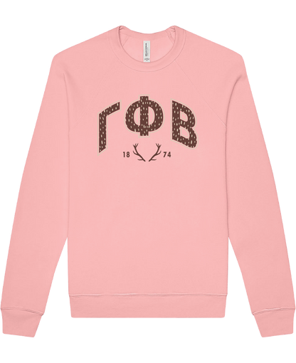 Gamma Phi Beta Fawn Print Varsity Crewneck