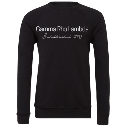 Gamma Rho Lambda Embroidered Printed Name Crewneck Sweatshirts