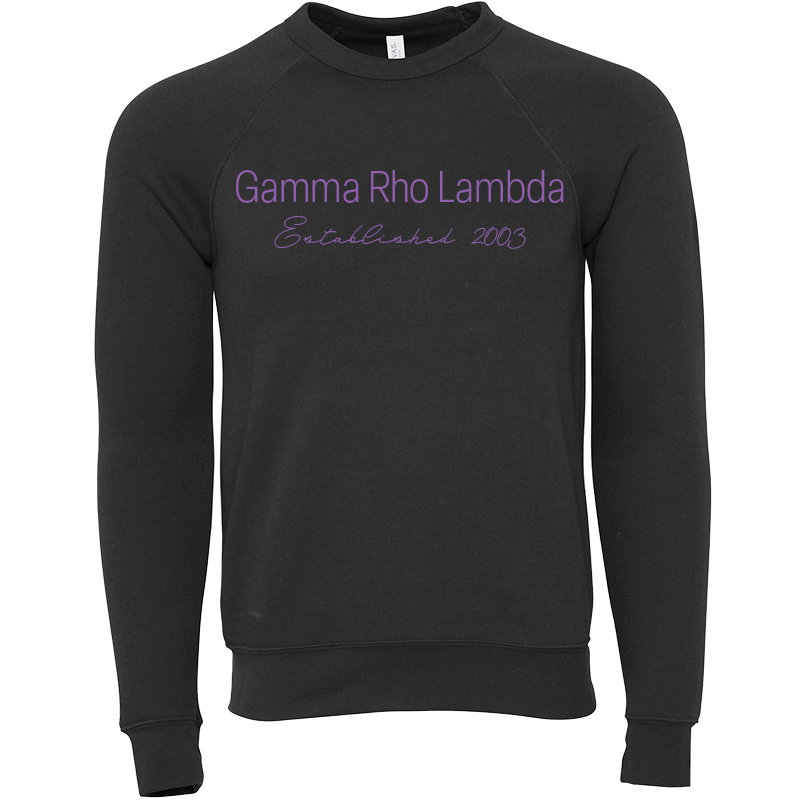 Gamma Rho Lambda Embroidered Printed Name Crewneck Sweatshirts