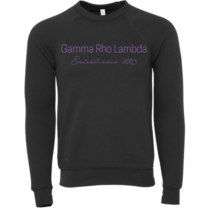 Gamma Rho Lambda Embroidered Printed Name Crewneck Sweatshirts