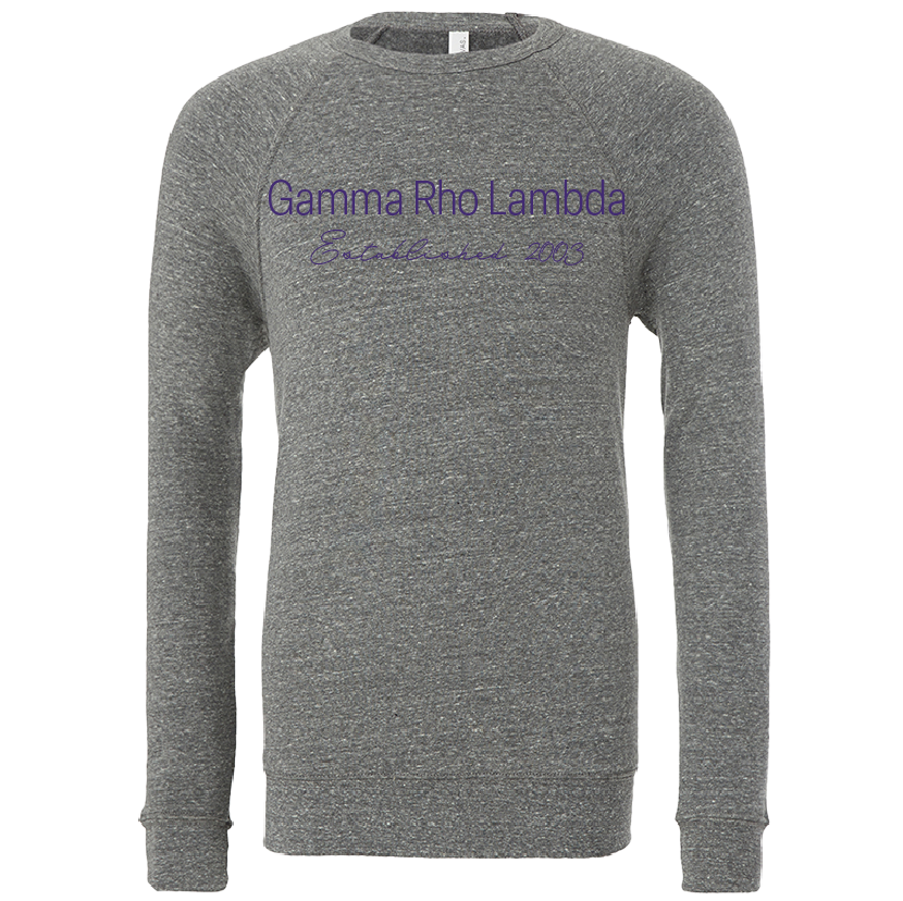 Gamma Rho Lambda Embroidered Printed Name Crewneck Sweatshirts