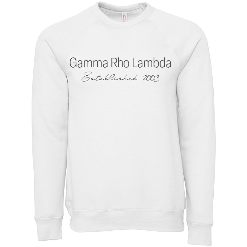 Gamma Rho Lambda Embroidered Printed Name Crewneck Sweatshirts