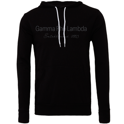 Gamma Rho Lambda Embroidered Printed Name Hooded Sweatshirts