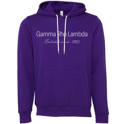 Gamma Rho Lambda Embroidered Printed Name Hooded Sweatshirts