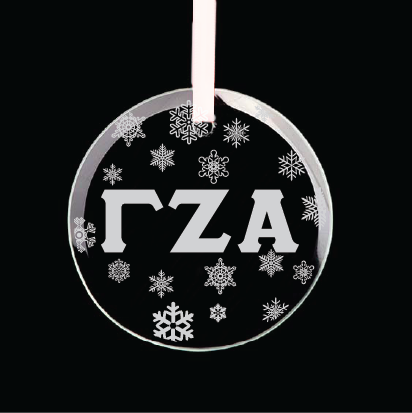 Gamma Zeta Alpha Round Multi-Snowflake Ornament w/ White Ribbon