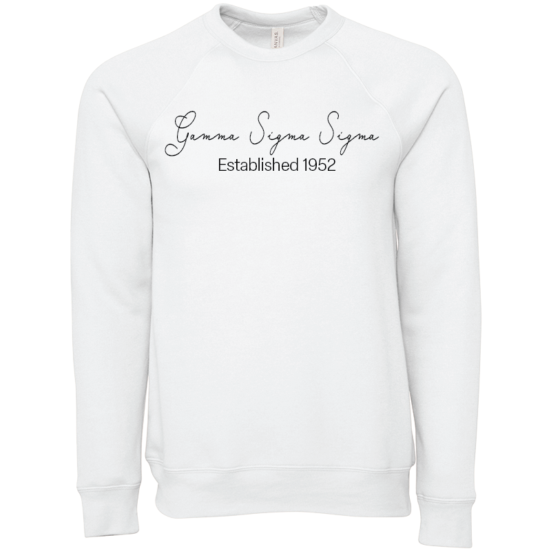 Gamma Sigma Sigma Embroidered Scripted Name Crewneck Sweatshirts