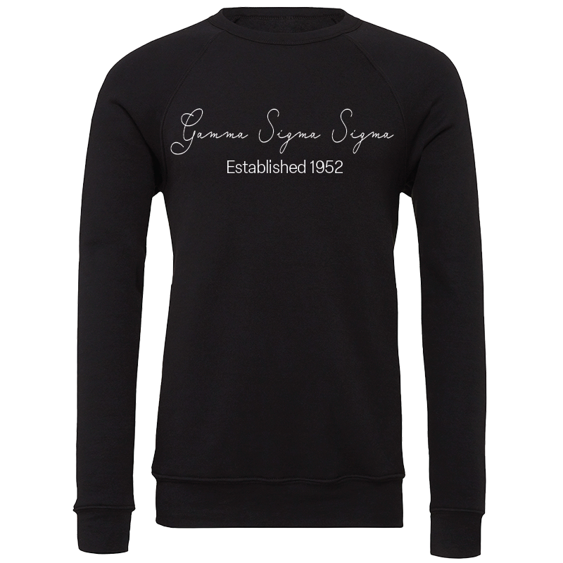 Gamma Sigma Sigma Embroidered Scripted Name Crewneck Sweatshirts