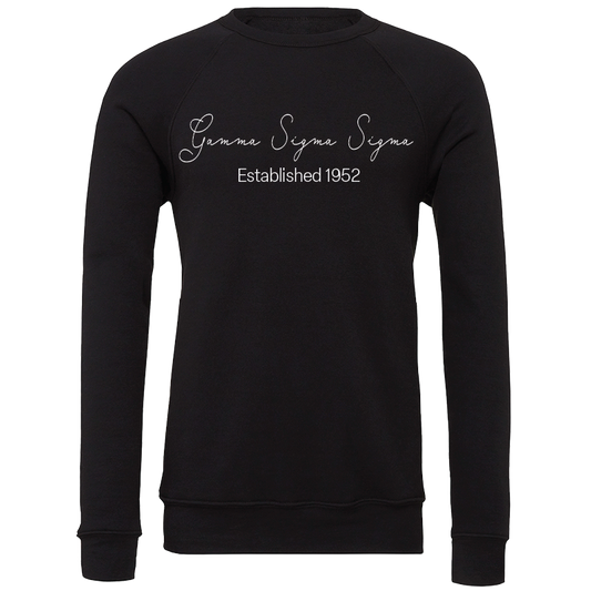 Gamma Sigma Sigma Embroidered Scripted Name Crewneck Sweatshirts