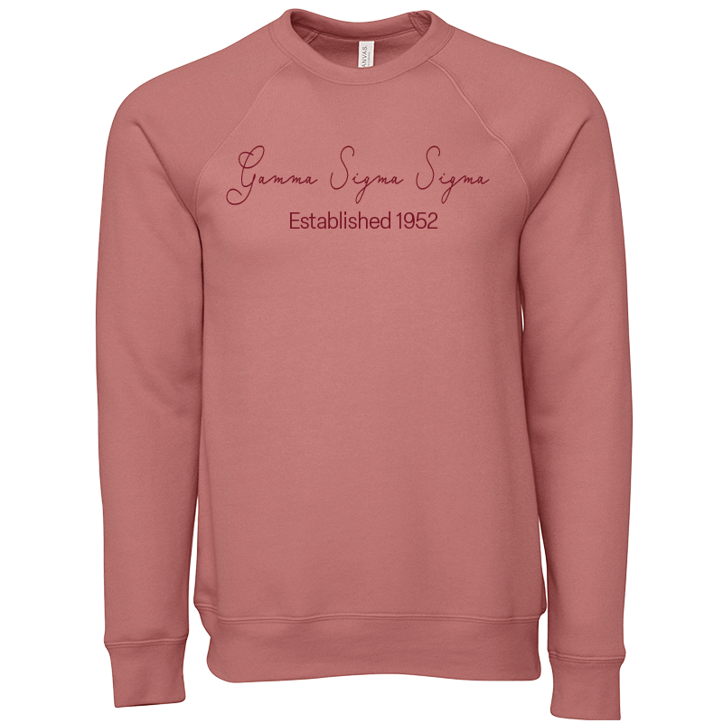 Gamma Sigma Sigma Embroidered Scripted Name Crewneck Sweatshirts