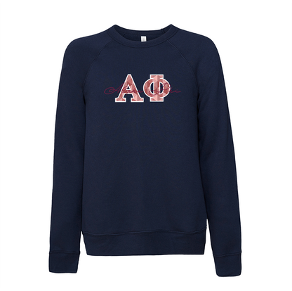 Alpha Phi Applique Letters Crewneck Sweatshirt