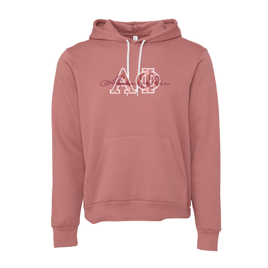 Alpha Phi Applique Letters Hooded Sweatshirt