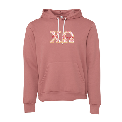 Chi Omega Applique Letters Hooded Sweatshirt