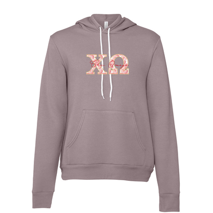 Chi Omega Applique Letters Hooded Sweatshirt