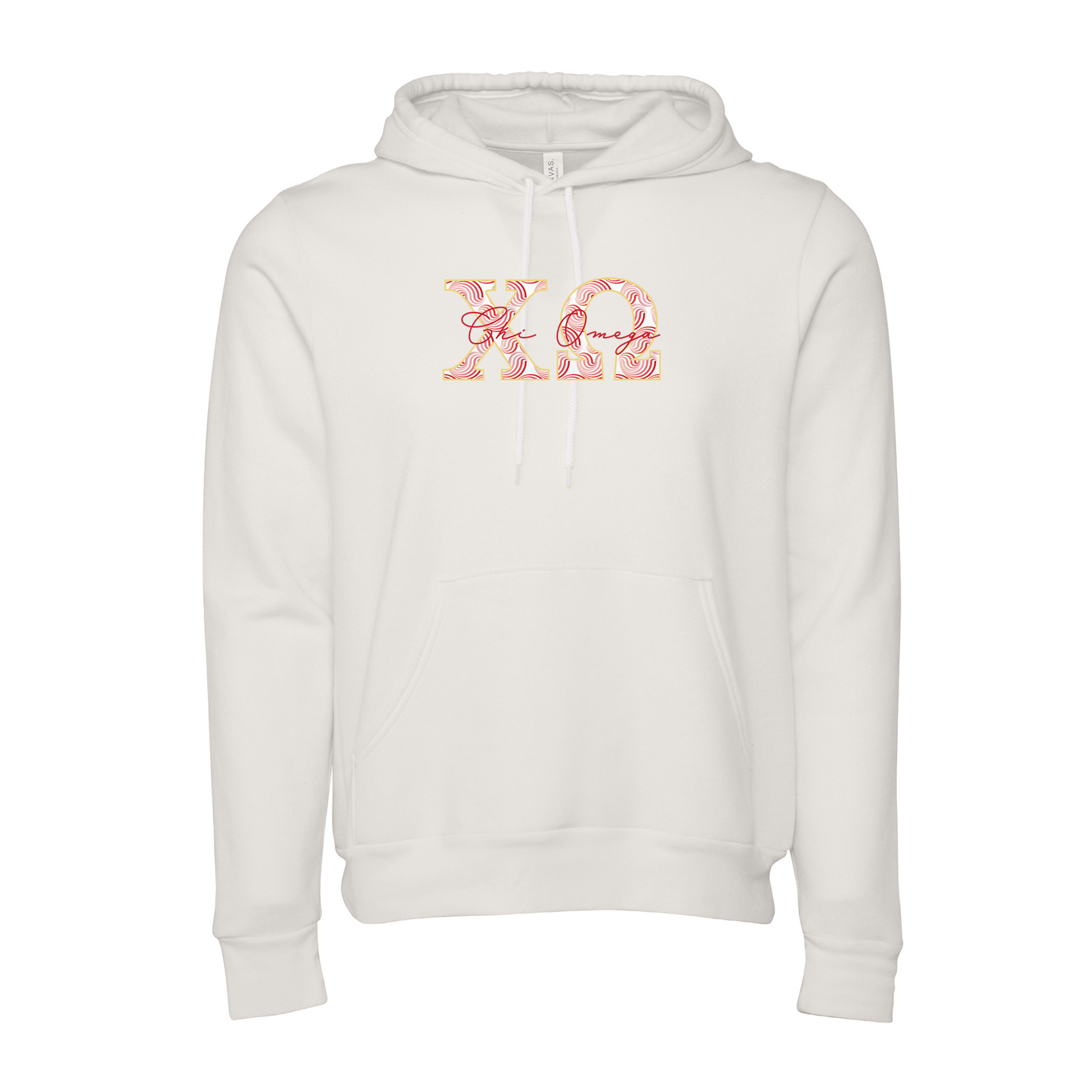 Chi Omega Applique Letters Hooded Sweatshirt