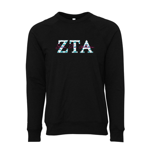 Zeta Tau Alpha Applique Letters Crewneck Sweatshirt