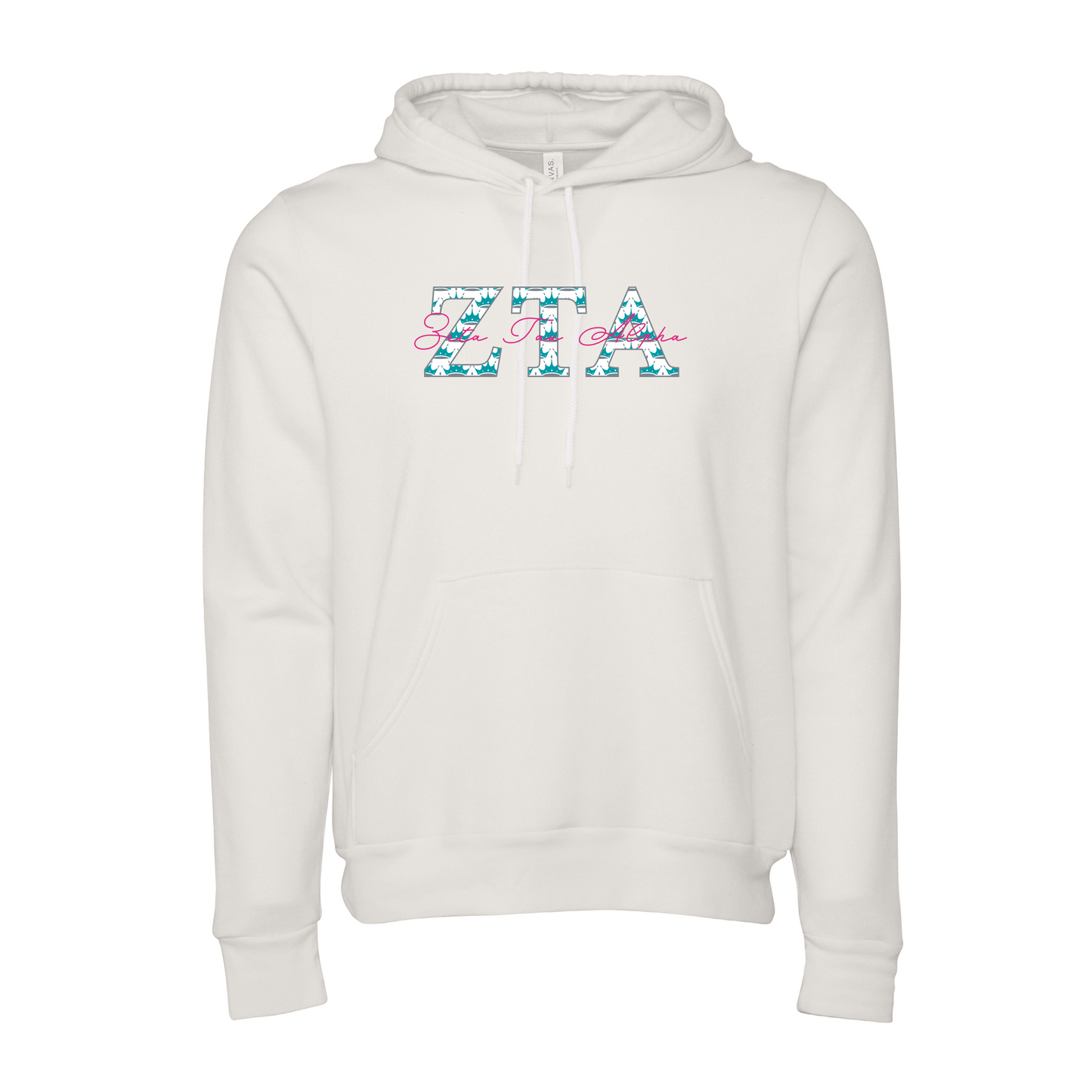 Zeta Tau Alpha Applique Letters Hooded Sweatshirt