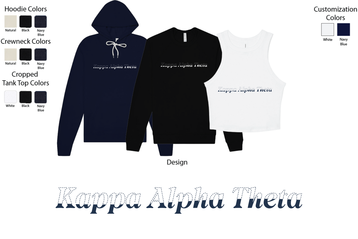 Kappa Alpha Theta Stitched Outline Hoodies