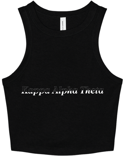Kappa Alpha Theta Stitched Outline Cropped Tanks