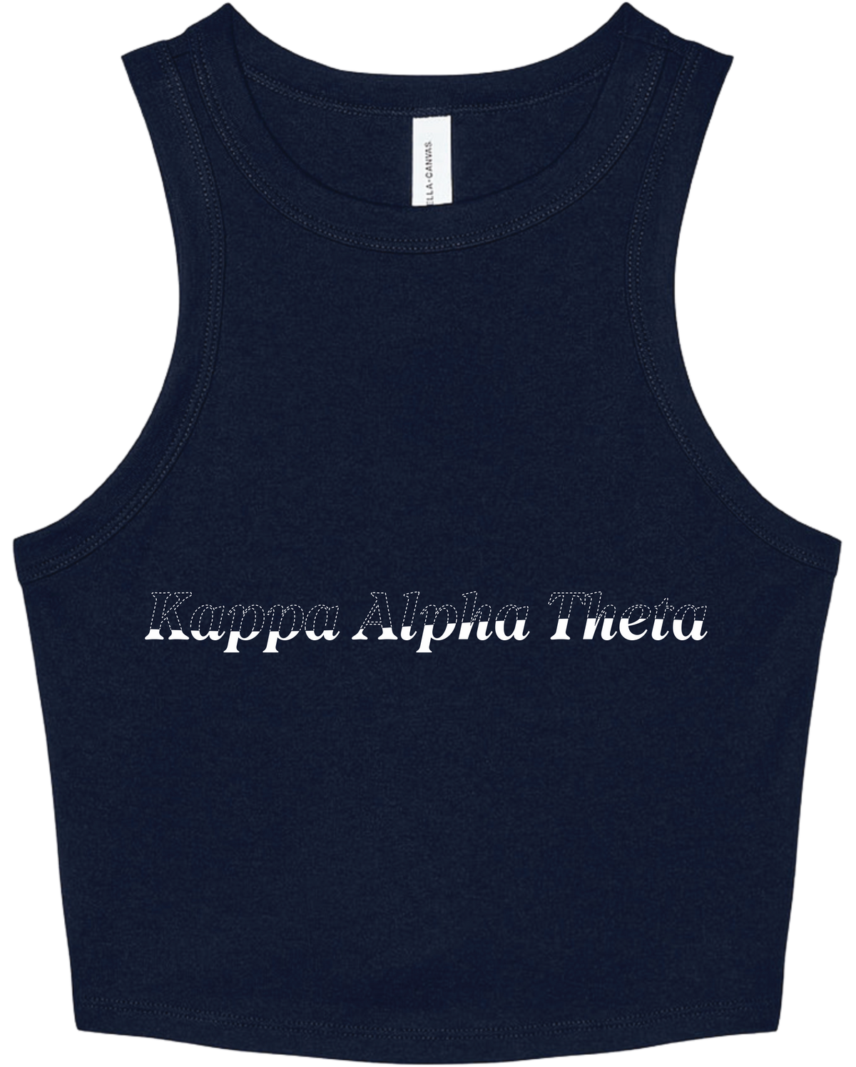 Kappa Alpha Theta Stitched Outline Cropped Tanks