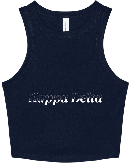 Kappa Delta Stitched Outline Cropped Tanks