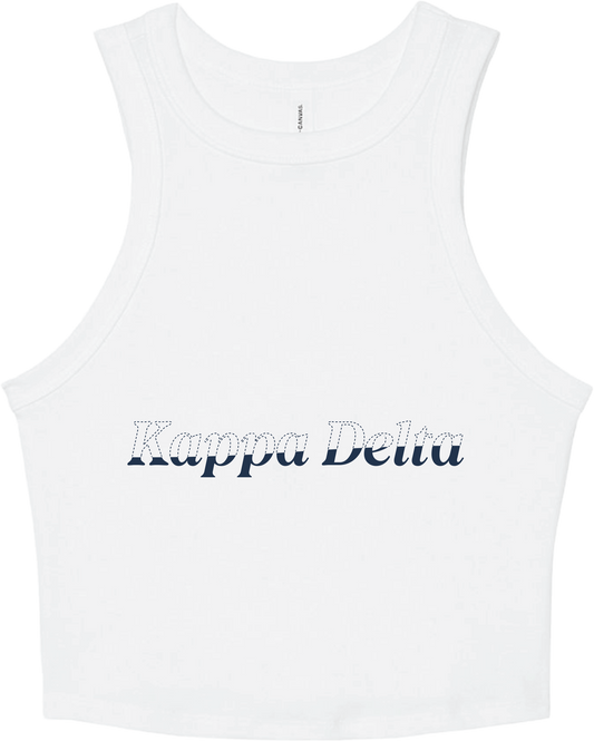 Kappa Delta Stitched Outline Cropped Tanks