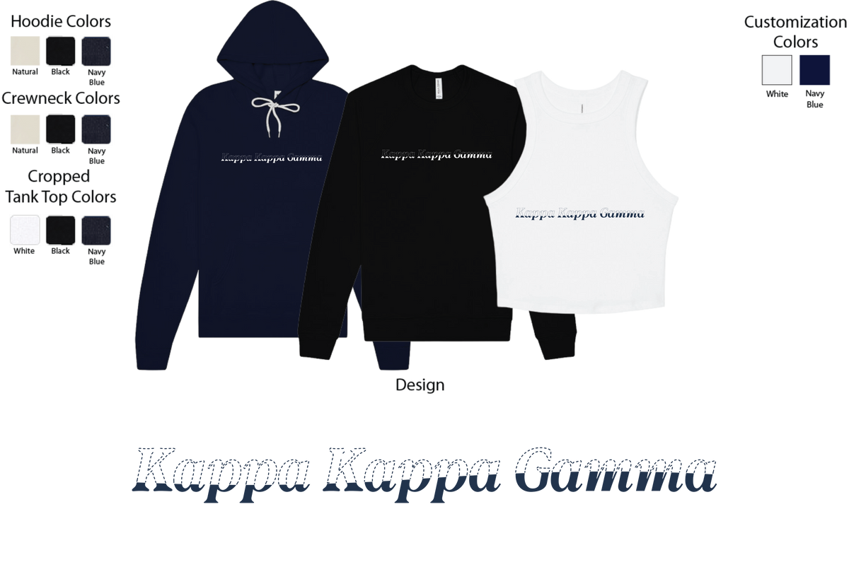 Kappa Kappa Gamma Stitched Outline Hoodies