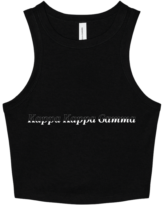 Kappa Kappa Gamma Stitched Outline Cropped Tanks