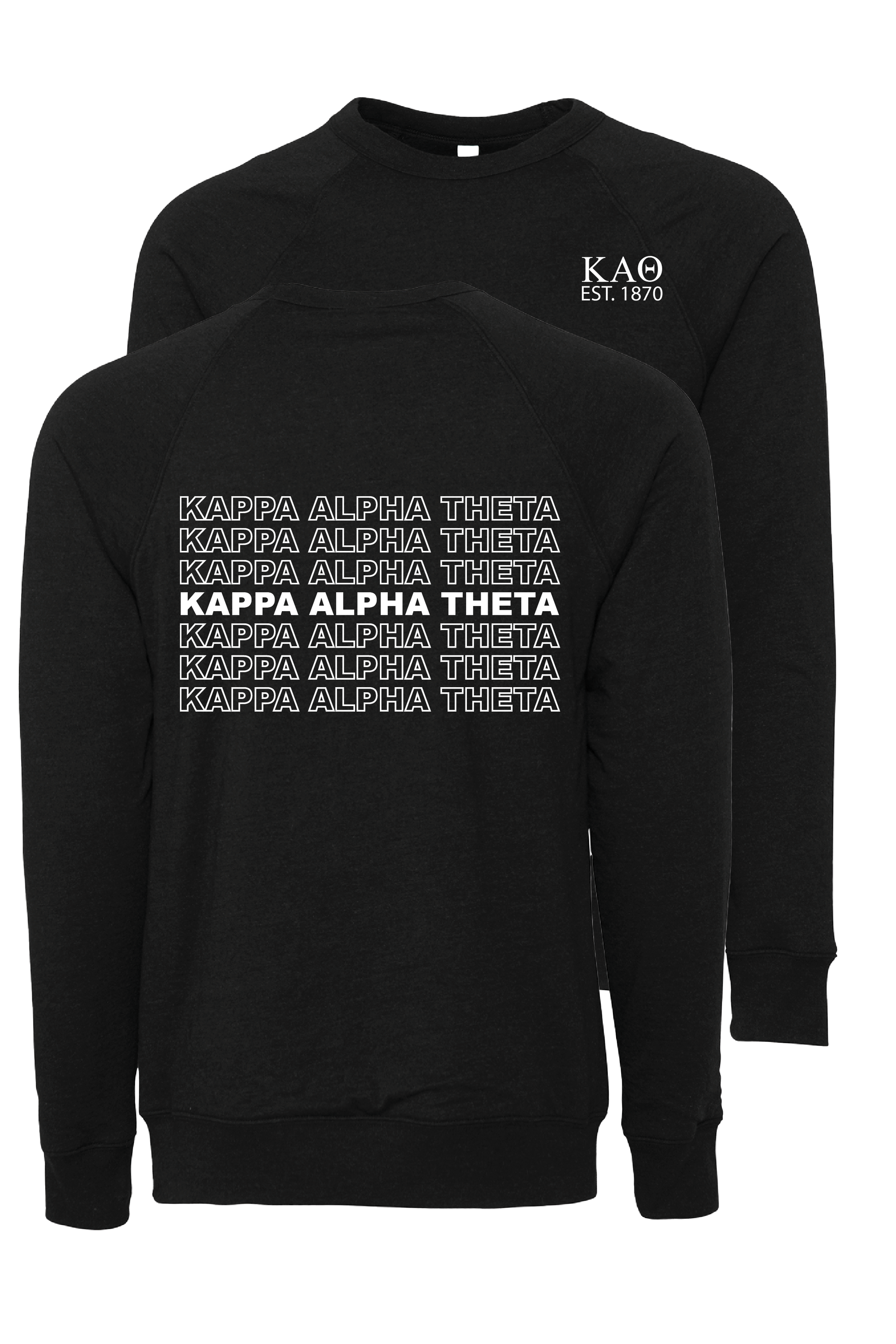 Kappa Alpha Theta Repeating Name Crewneck Sweatshirts